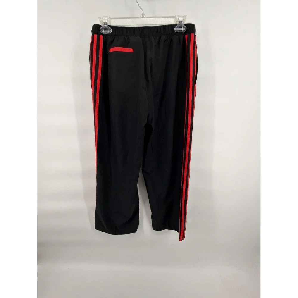 Vintage Adidas Track Pants Medium‎ Black Red 3 Stripe Mesh Lining Windbreaker 05